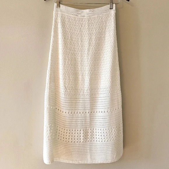 Aritzia Wilfred Heirloom Crochet Knee Length White Women's Midi Skirt Sz Small - Picture 14 of 16